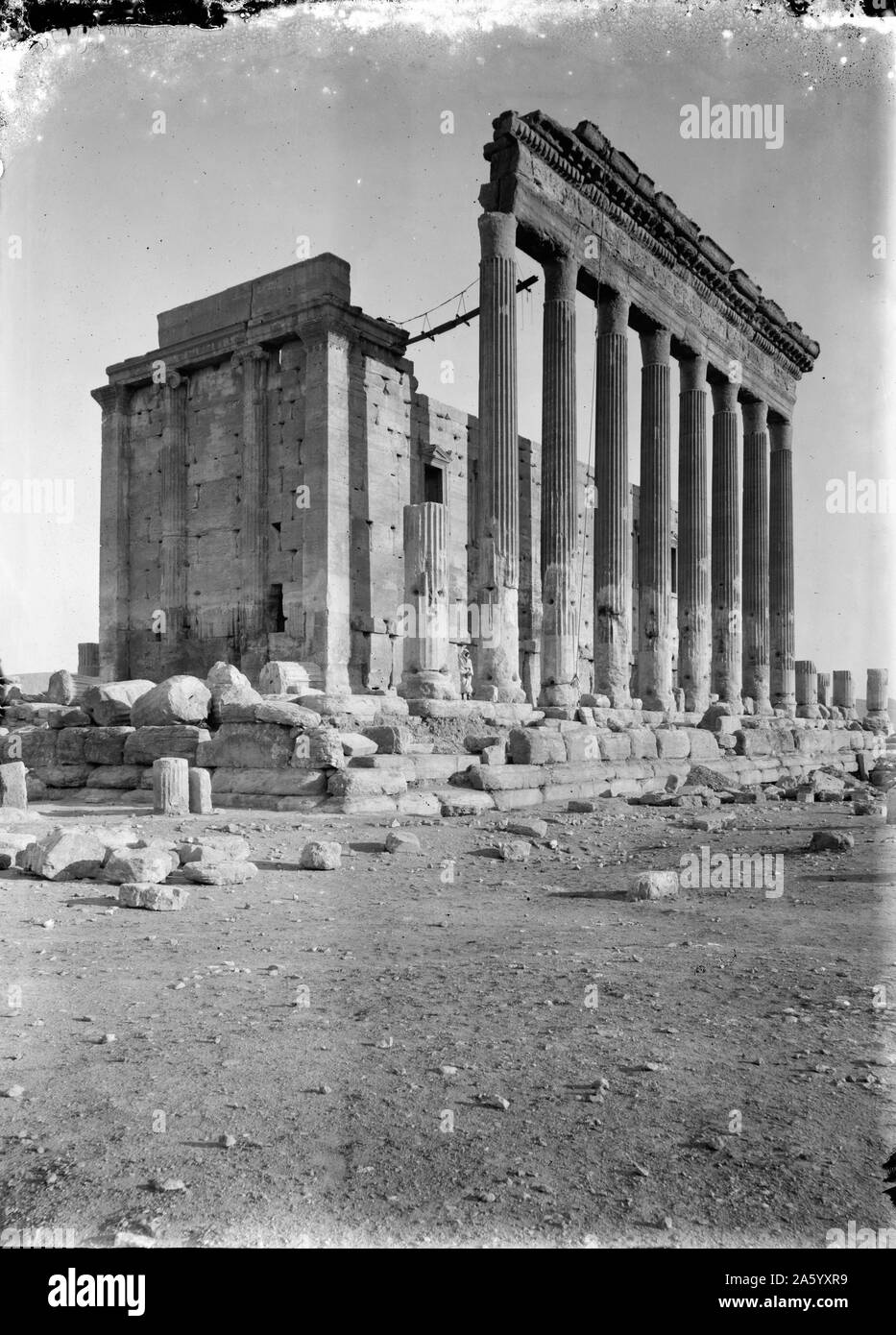 Palmyra, Syria 1900. Palmyra is an ancient city in present Homs Governorate, Syria. Temple built after its incorporation into the Roman Empire in the first century. Stock Photo