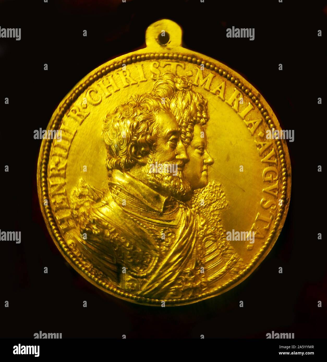 Coin depicting Henri IV of France by Guillaume Dupré (1576-1643) French sculptor and medalist. Dated 17th Century Stock Photo