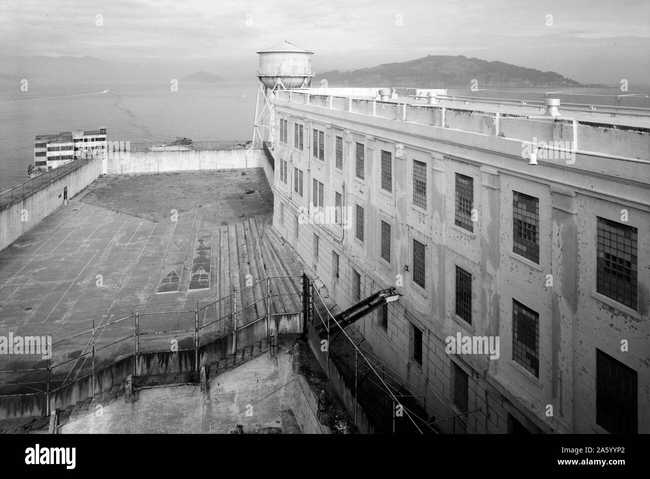 View of Alcatraz on Alcatraz Island, San Francisco Bay, San Francisco, San Francisco County, CA Stock Photo
