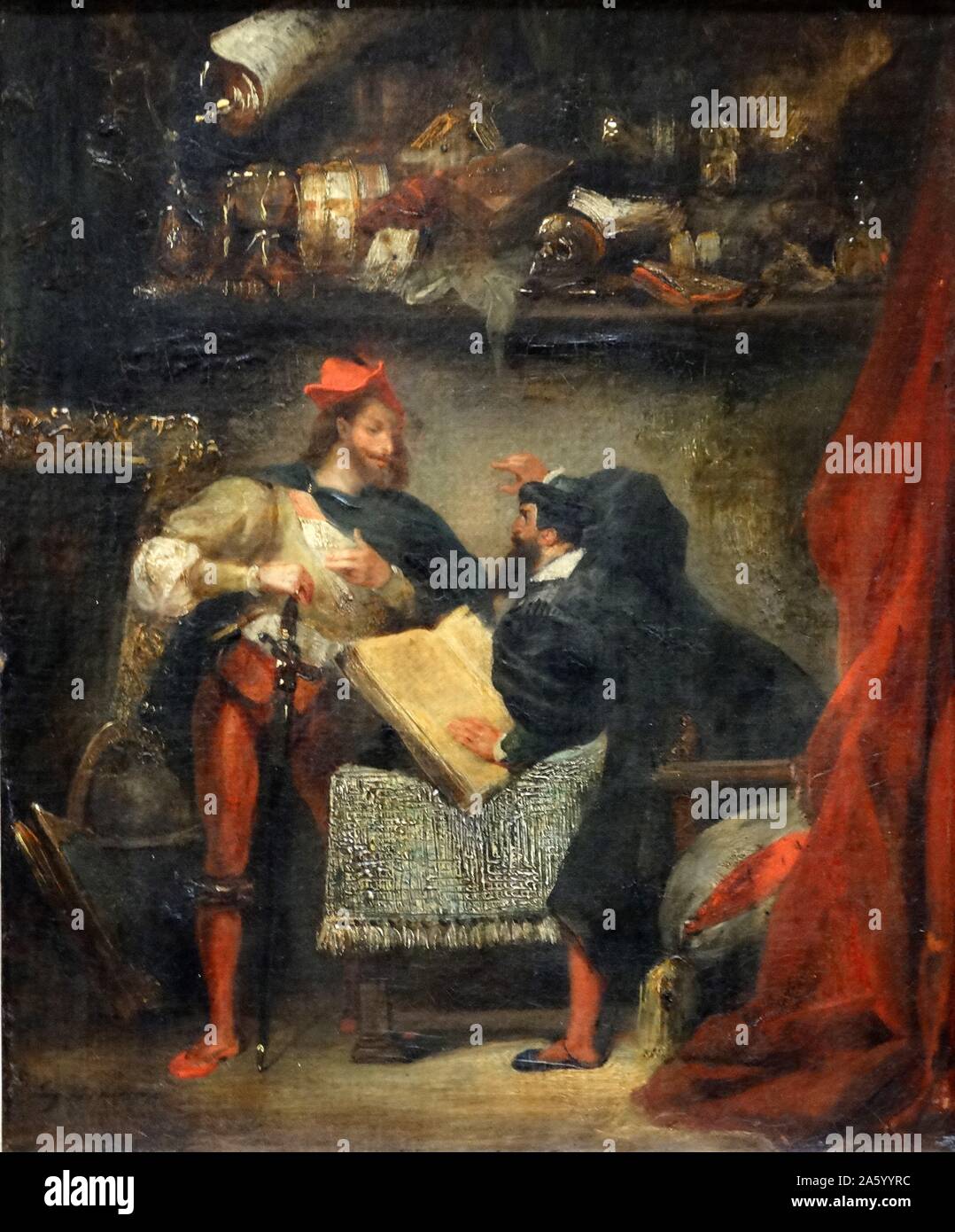 Painting titled 'Faust and Mephistopheles' by Eugène Delacroix (1798-1863) French Romantic artist. Dated 1840 Stock Photo