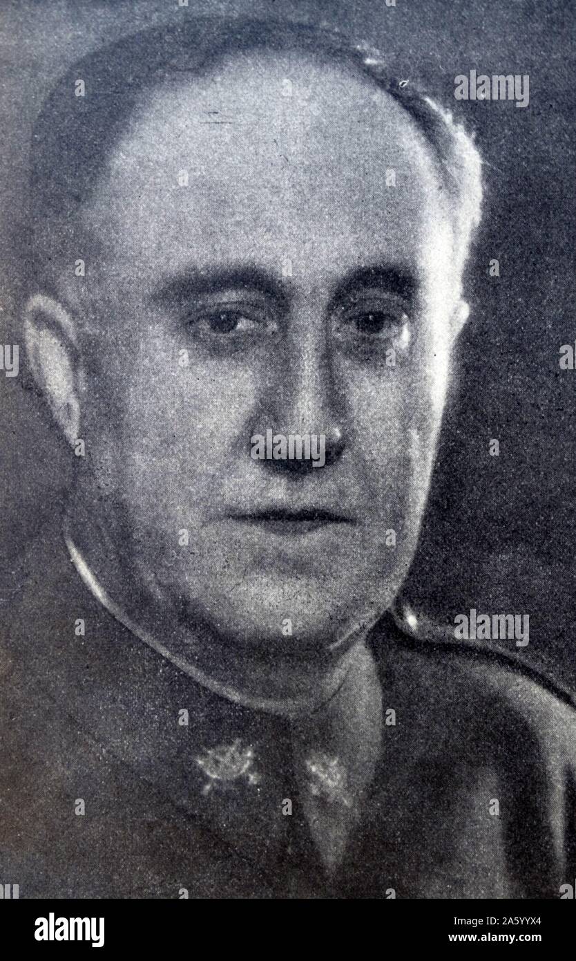 Photograph of Brigadier General Don Eliseo Alvarez-Arenas y Romero, Head of employment serivices under the Franco regime. Dated 1939 Stock Photo