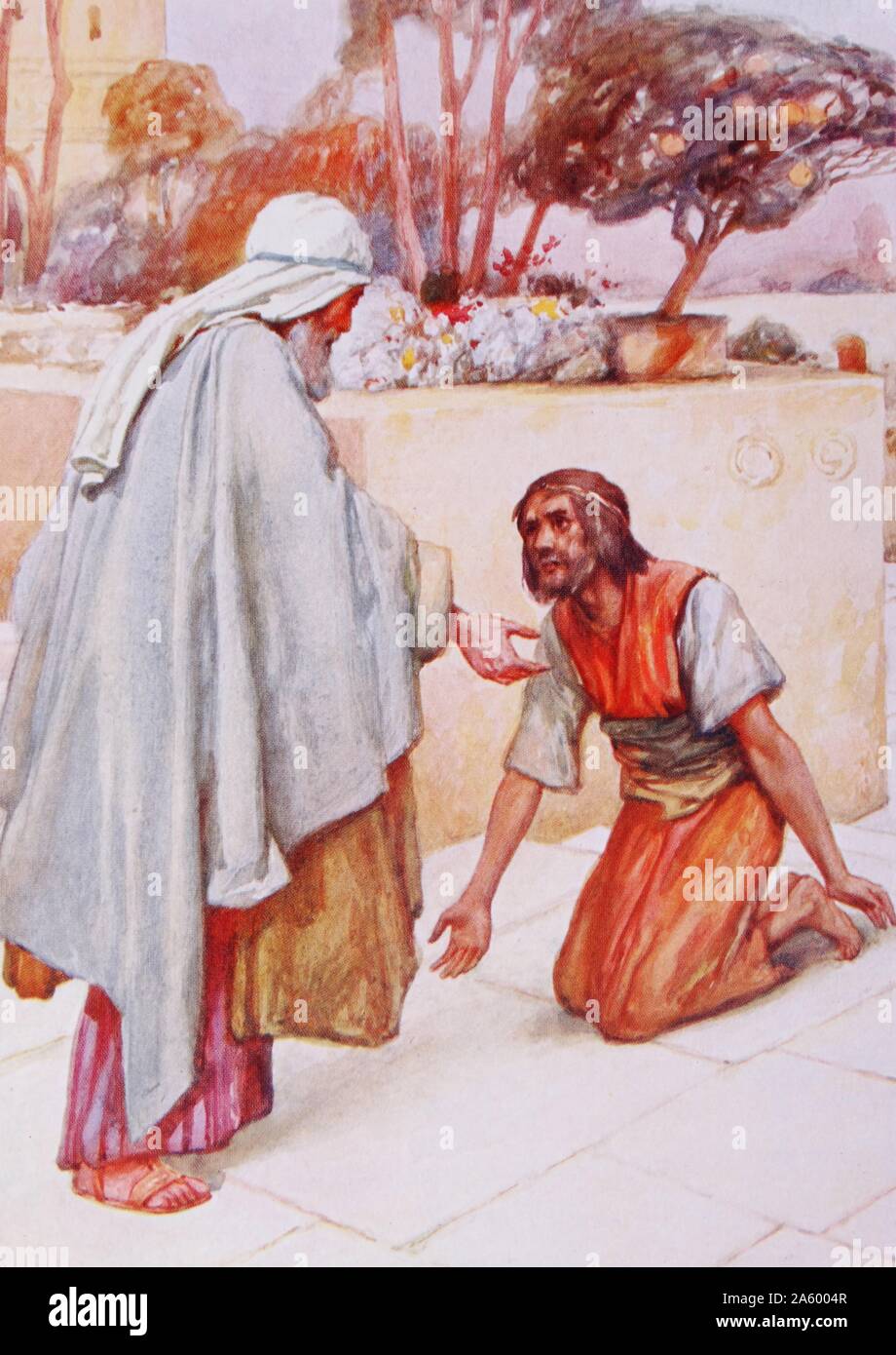 Painting depicting the return of the prodigal son Stock Photo