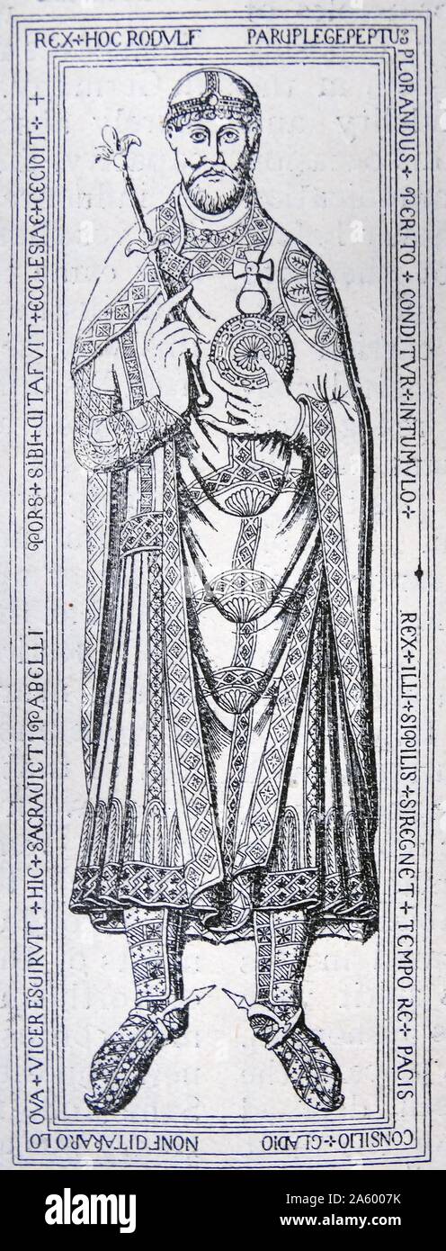 Engraving depicting Rudolf I of Germany (1218-1291). Dated 13th Century Stock Photo