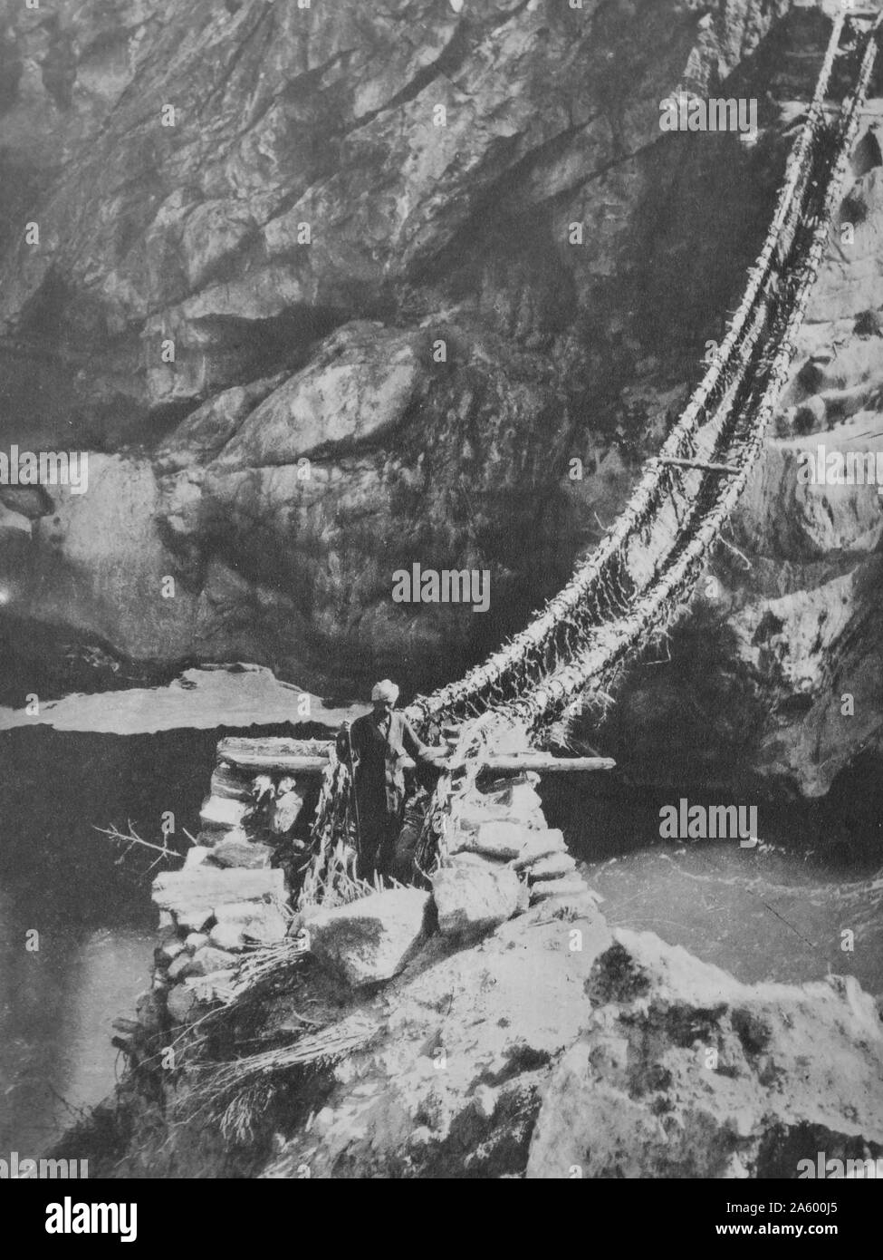 Indian Rope Bridge Rope bridge in india Black and White Stock Photos & Images - Alamy
