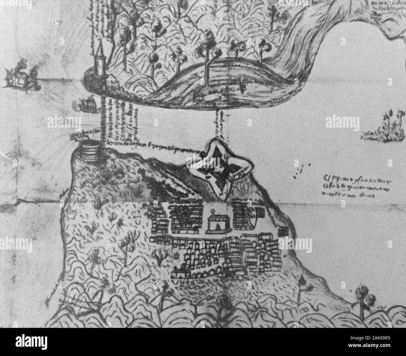 One of the oldest plans of Havana, Cuba. Dated 17th Century Stock Photo