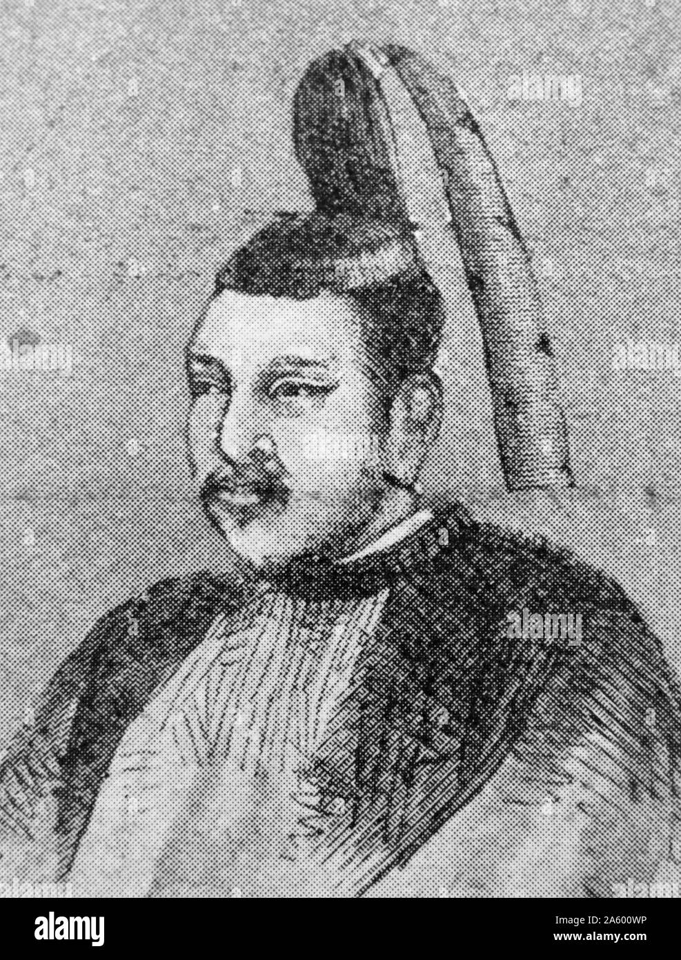 Portrait of Ashikaga Takauji (1305-1358) founder and first shogun of the Ashikaga shogunate. Dated 14th Century Stock Photo