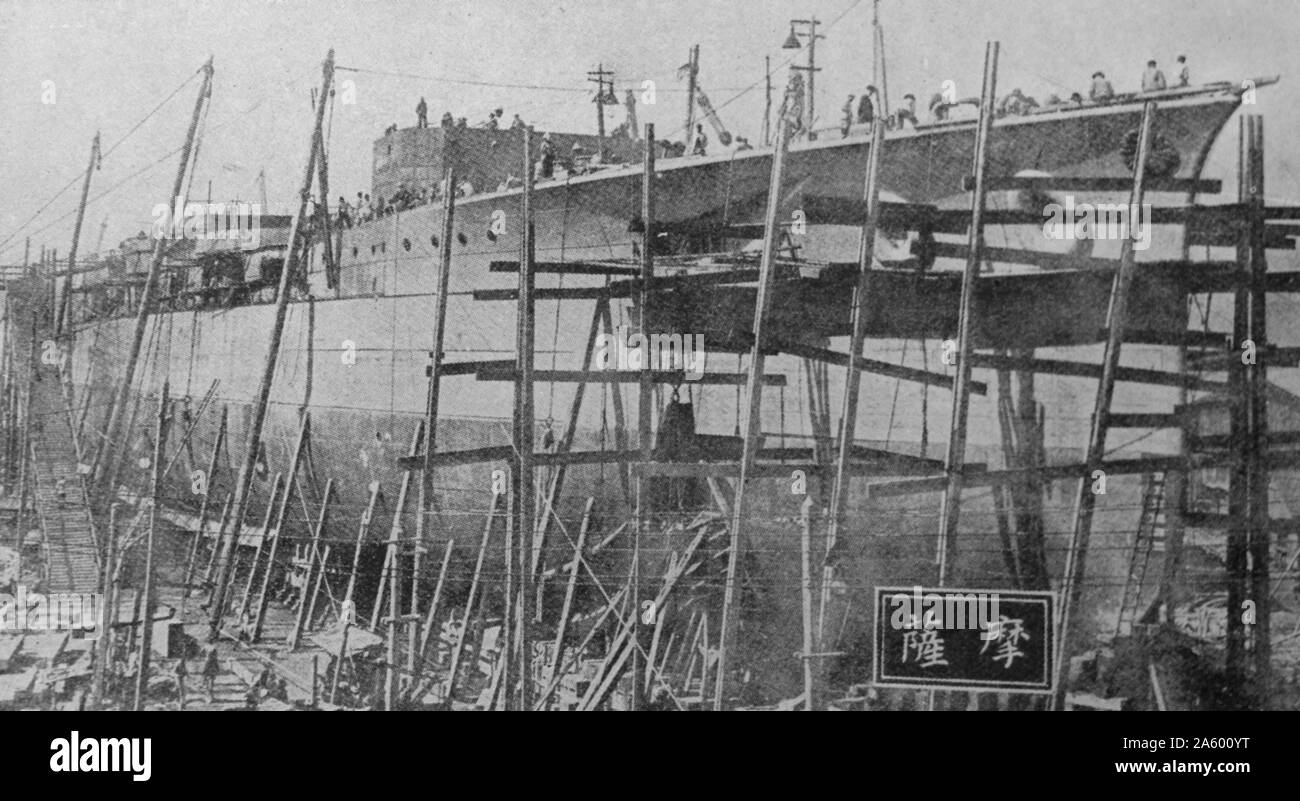 Construction of the Japanese battleship Satsuma. Dated 1904 Stock Photo