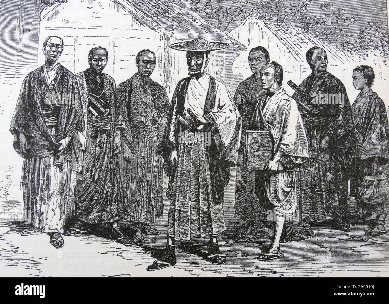A group of civil and military officials in old Japan Stock Photo Alamy