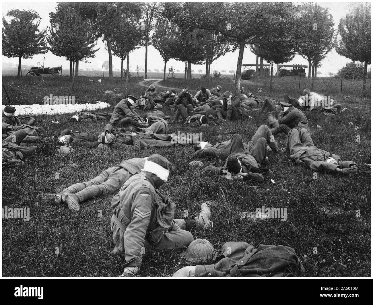 World war One: Australian soldiers as casualties after a German gas attack in France 1918 Stock Photo