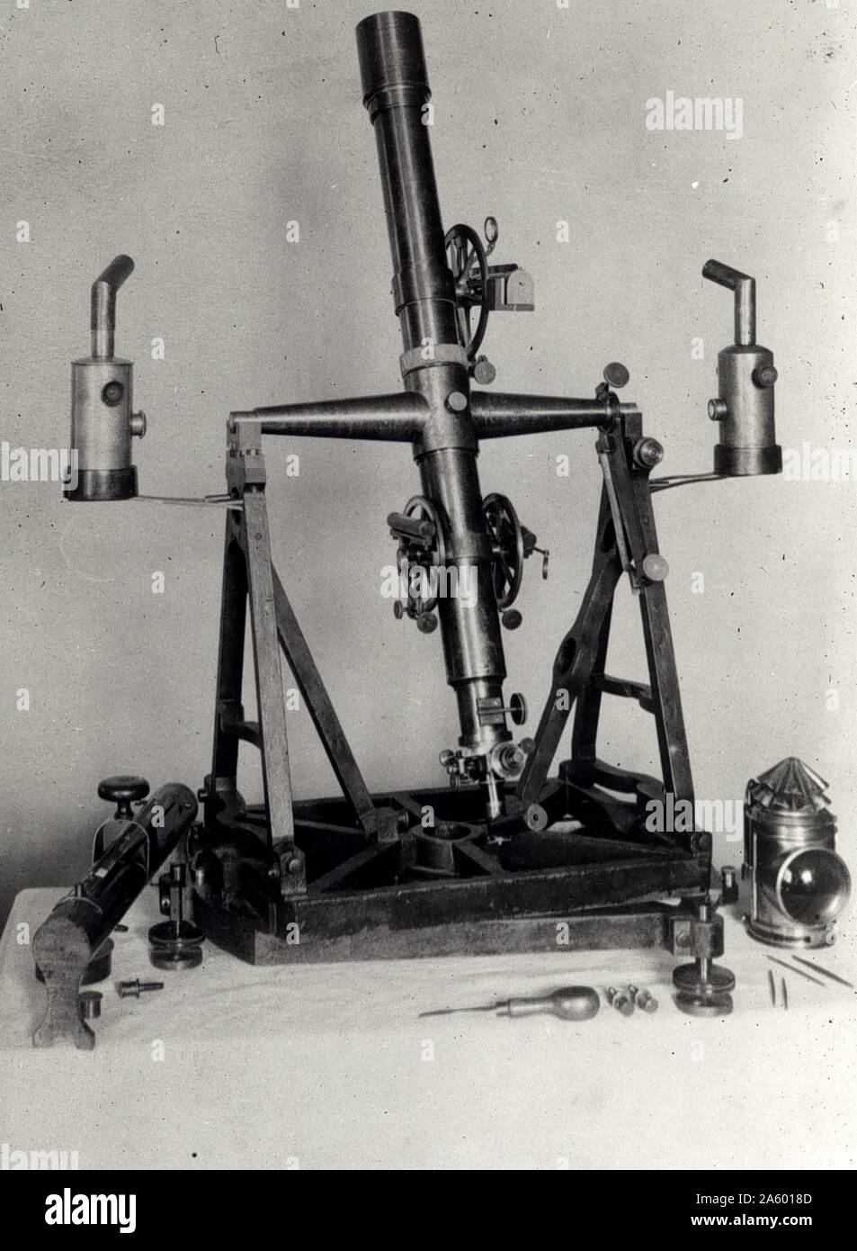Geodetic meridian telescope 1890. The meridian astronomer uses a special telescope  called a transit circle Stock Photo - Alamy