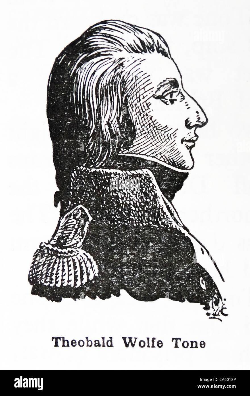 Wolfe Tone (20 June 1763 – 19 November 1798); was a leading Irish revolutionary figure and one of the founding members of the United Irishmen and is regarded as the father of Irish republicanism. Stock Photo