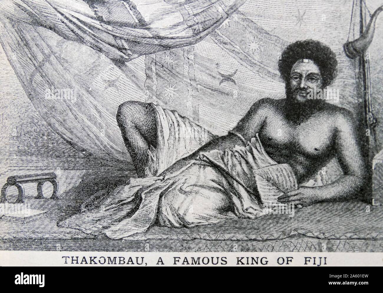 Thakombau, a famous King of Fiji. He ruled over the greater part of the Fiji Islands from 1852 to 1883. The islands reached their greatest prosperity under him and he voluntarily ceded his country to the British Government in the year 1871. Stock Photo