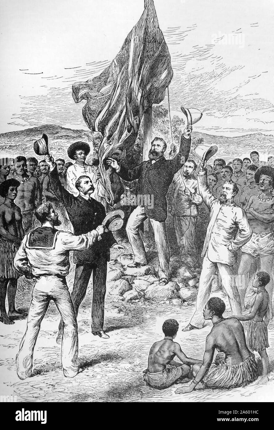 British cease control of Papua New Guinea from German colonial rule in March 1875. Stock Photo