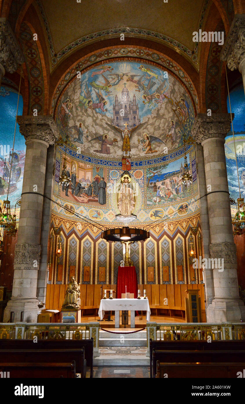 The altar in the crypt of Sagrat Cor church at Tibidabo in Barcelona, Spain Stock Photo