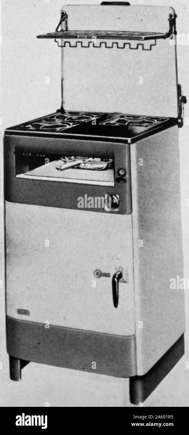 The 'Belling' electric cooker with inner door of armour and a plated glass door Stock Photo