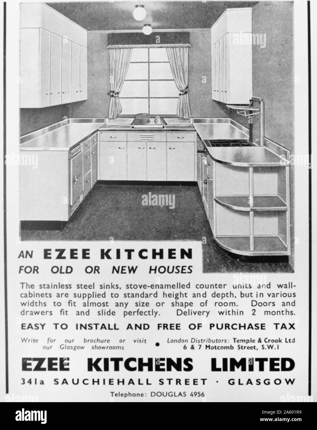 Advert for an 'Ezee Kitchen' from Ezee Kitchens Ltd. Glasgow Stock Photo