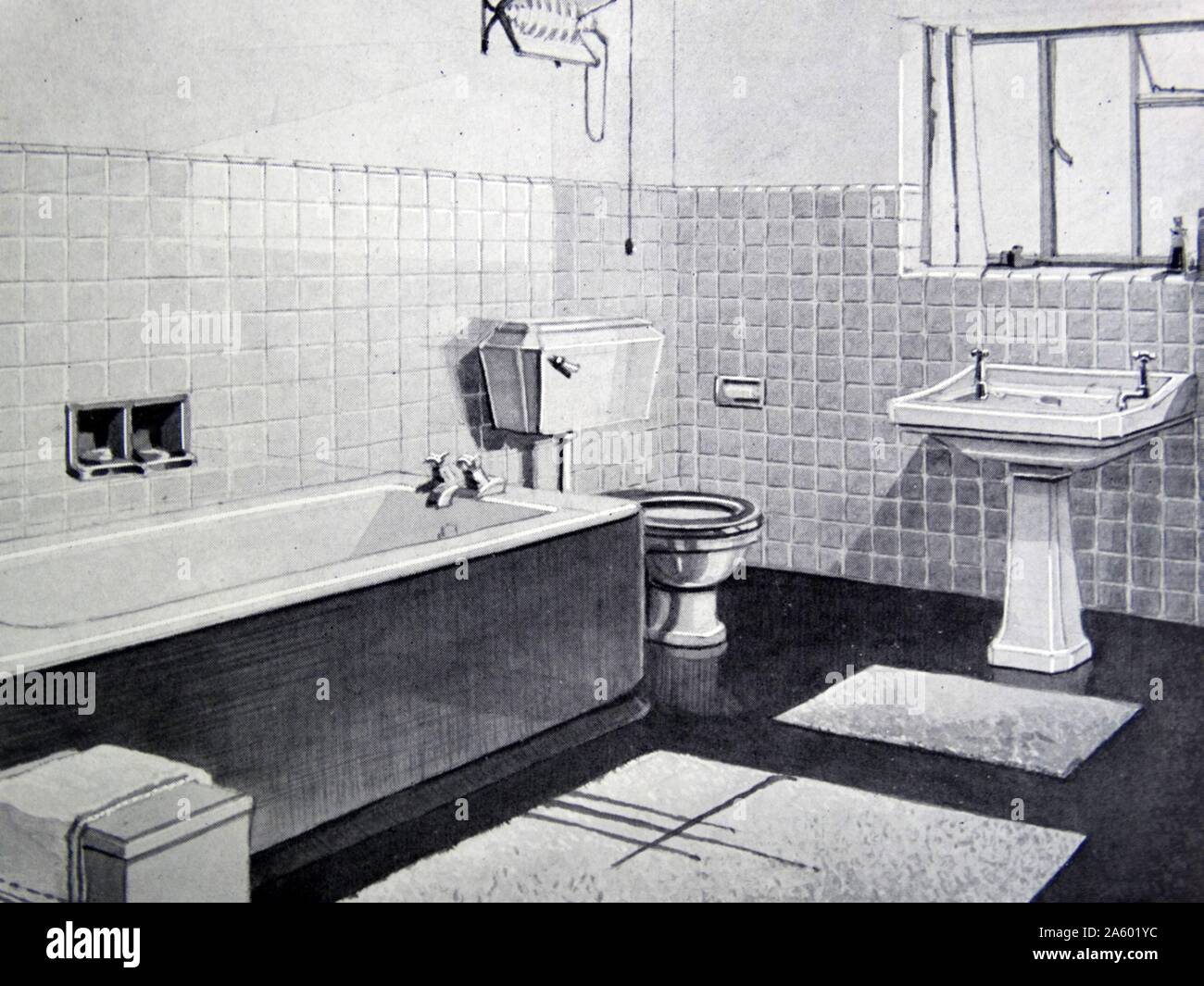 Photograph of a 1950s bathroom Stock Photo