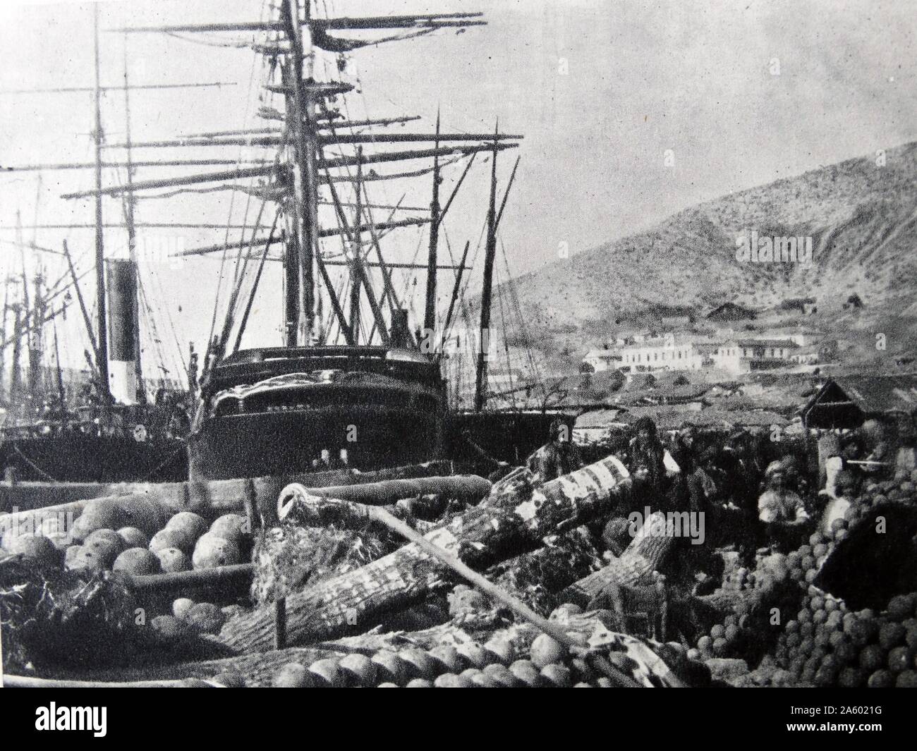The ordnance wharf, balaclava 1855, photographed by roger Fenton. Fenton was the pioneer in war photography who established his reputation during the Crimean war 1853-1855 Stock Photo