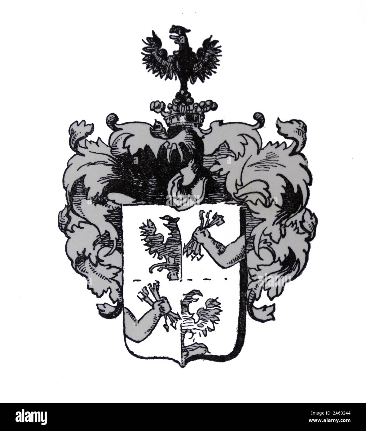 Family crest of the Rothschild banking family. The Rothschild's were a family financial dynasty in the 18th to 20th century Stock Photo