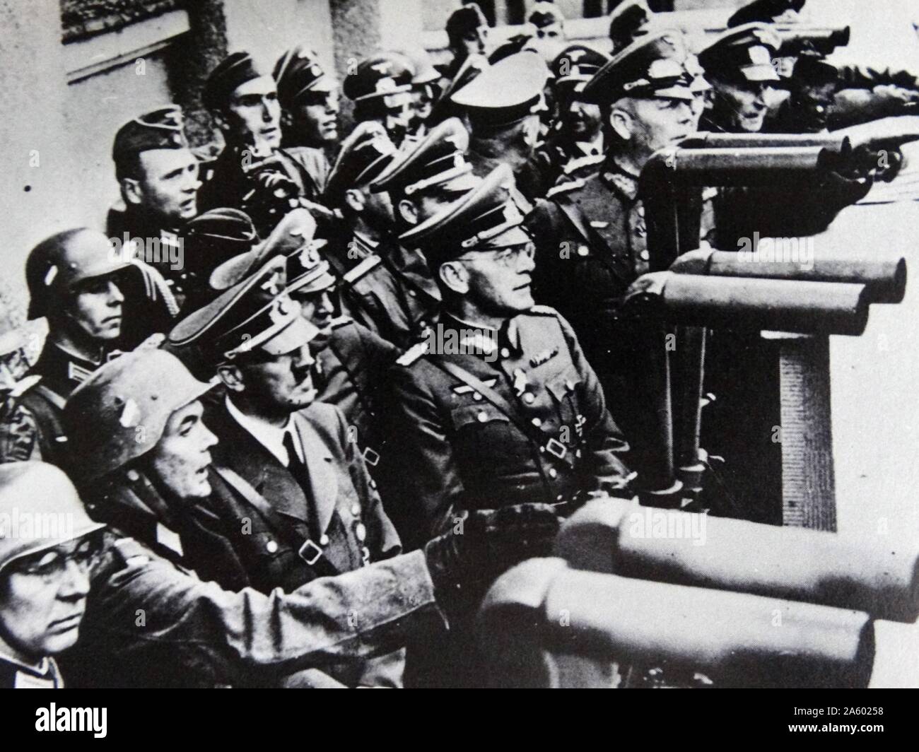 Hitler views the advance by the German army on the Polish capital city of Warsaw 1939 Stock Photo