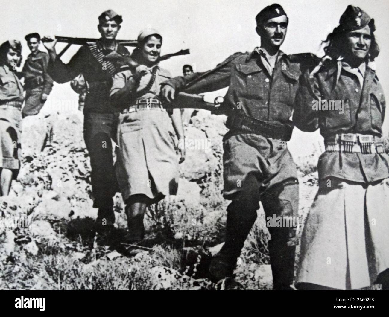 Greek guerrillas of Elas (Greek People's Liberation Army) Stock Photo