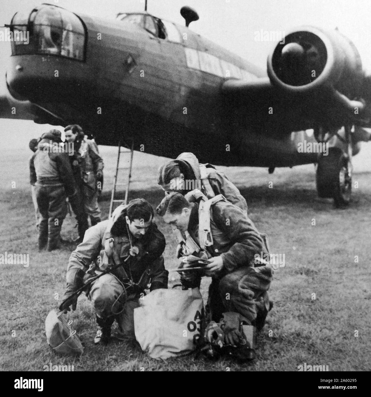 B-17 bombers returned from a mission over Germany. Stock Photo