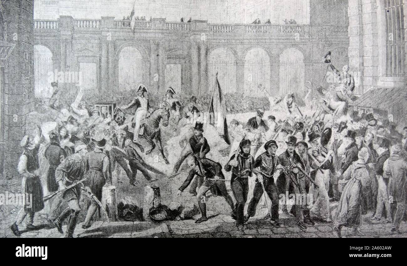 Louis Philippe leaving the Palais Royal for the Hotel de Ville after his election as Lieutenant-General of France. Stock Photo