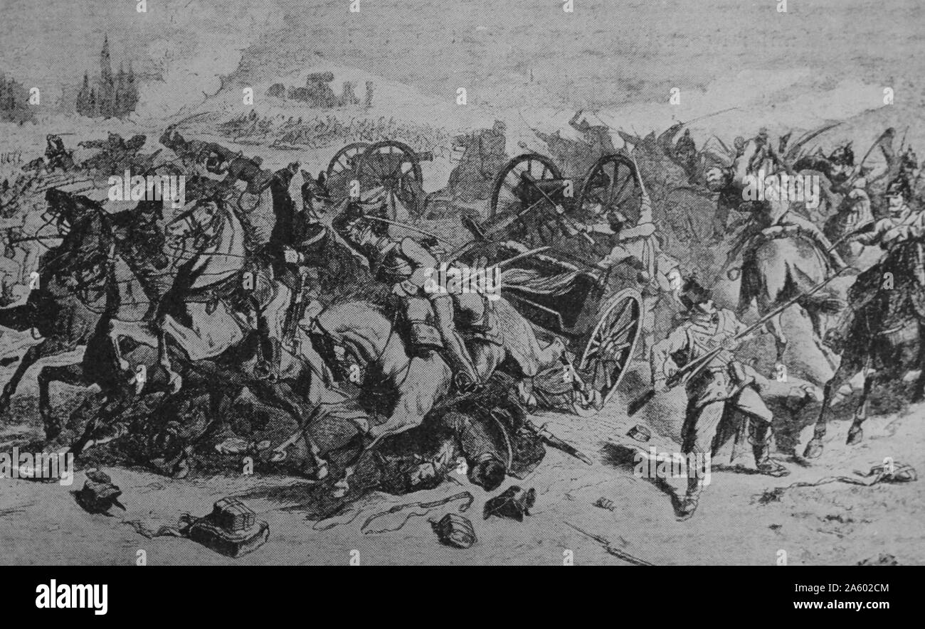 Painting depicting a scene from the Battle of Skalitz, a minor