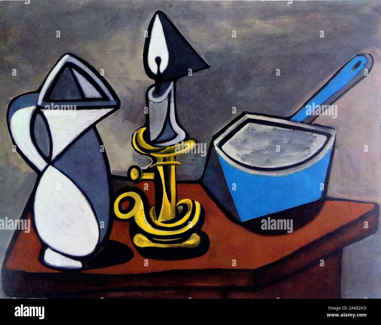 Still Life with cooking pot 1945, by Pablo Picasso (1881 – 1973), Spanish painter, sculptor, printmaker, ceramicist, stage designer, poet and playwright.  If you want to use our images of Pablo Picasso's works, you have to ask for the authorization to Picasso Administration 8 rue Volnay 75002 Paris France Tél. 0033147036970 - Fax 0033147036960 mail : info@picasso.fr Stock Photo