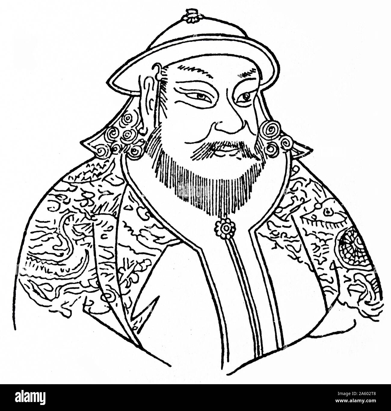Kubiai KHAN 1214-1294. Grandson of Ghengis Khan. Fro 1260 Greah Khan of the Mongols, and from 1271 emperor of China. Stock Photo