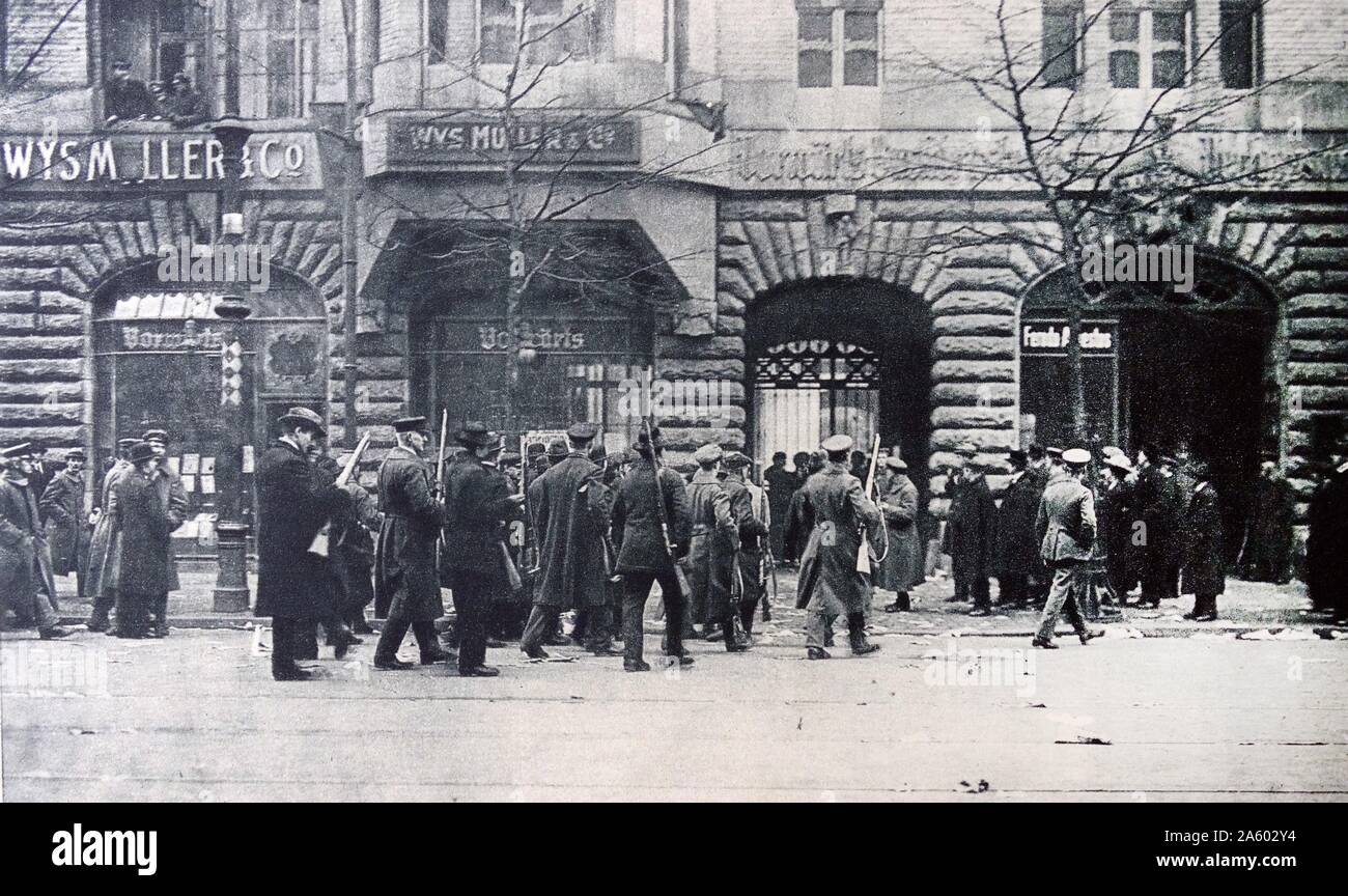 5th January 1919. Spartakist rebels seize a building in Berlin. Stock Photo
