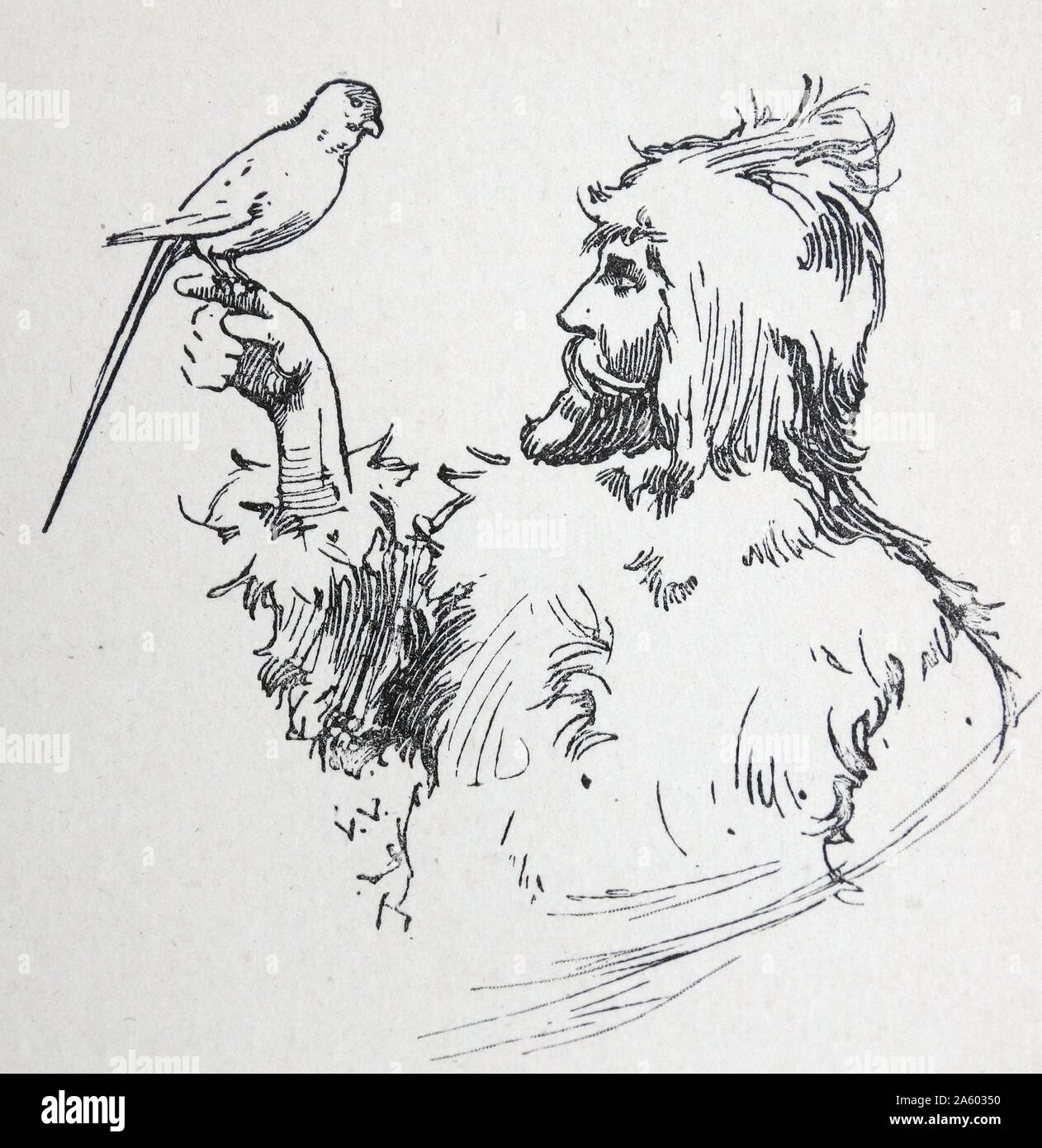 Illustration from a nineteenth century edition of 'Robinson Crusoe' a novel by Daniel Defoe. The book was first published on 25 April 1719. It relates the story of Robinson Crusoe, stranded on a desert Island for 28 years and his subsequent fight for survival. Stock Photo