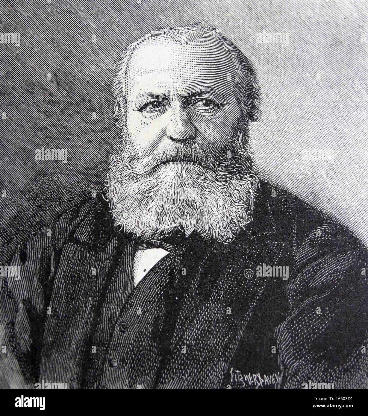 Portrait of Charles-François Gounod (1818-1893) a French composer, known for his Ave Maria, based on a work by Bach, as well as his opera Faust. Dated 19th Century Stock Photo