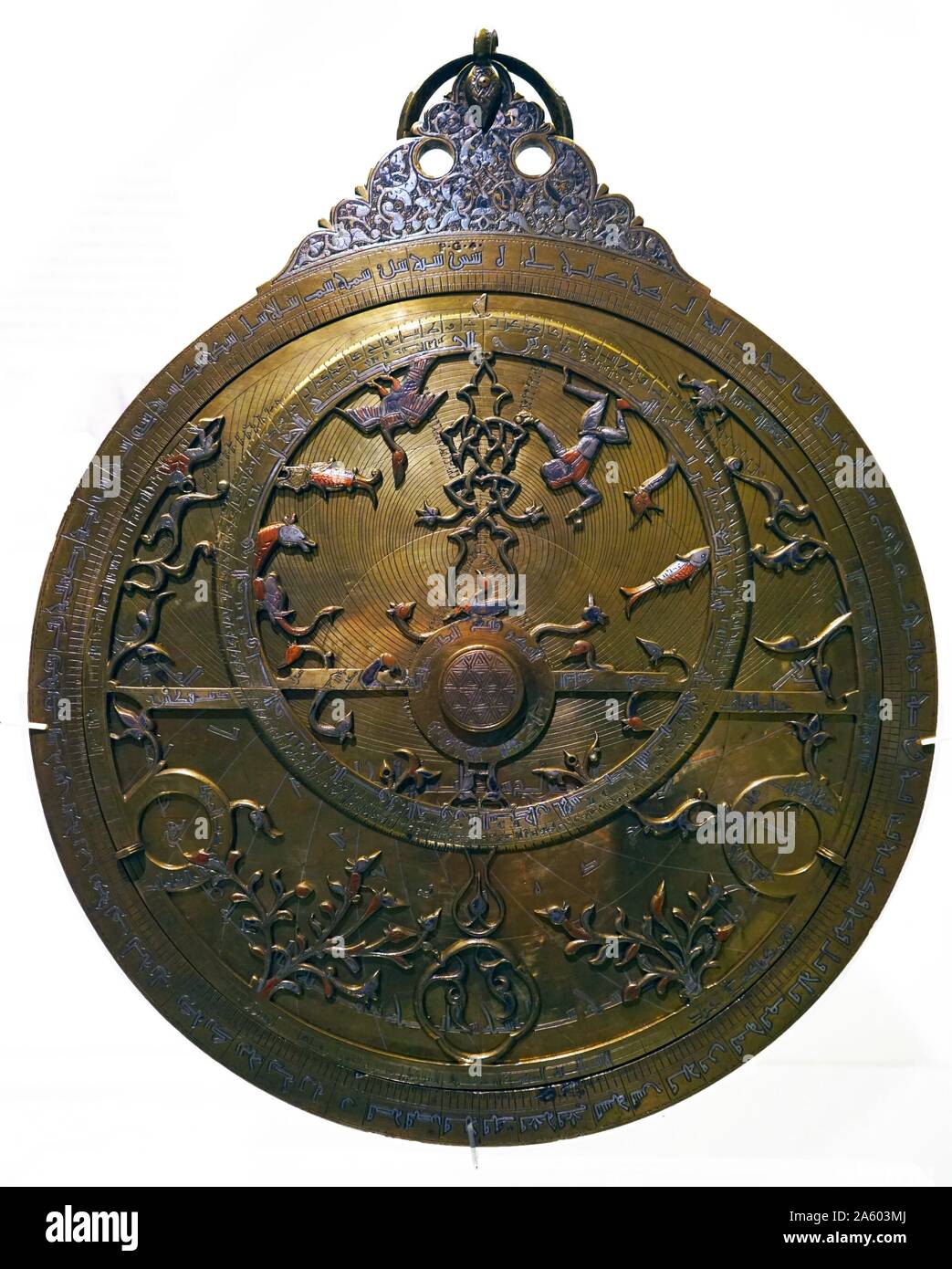 Astrolabe, used as an ancient astronomical computer. Dated 13th Century Stock Photo