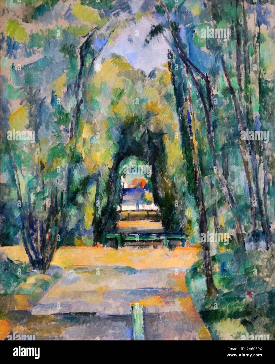 Painting titled 'Avenue at Chantilly' by Paul Cézanne (1839-1906) a French artist and Post-Impressionist painter. Dated 19th Century Stock Photo
