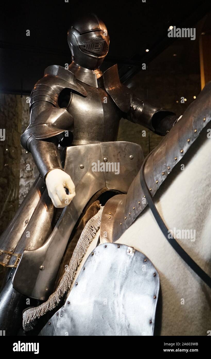 The silvered and engraved armour of King Henry VIII (1491-1547) King of England. Dated 16th Century Stock Photo