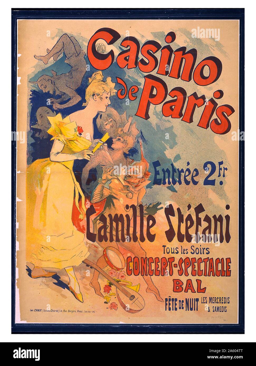 Poster advertising Casino de Paris with Camille Stéfani. Concert ...