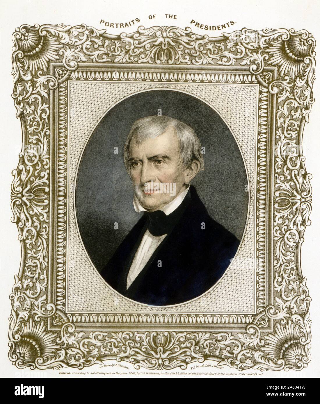 William. H. Harrison the 9th President of the United States was an American military officer and politician, and the first president to die in office. Stock Photo