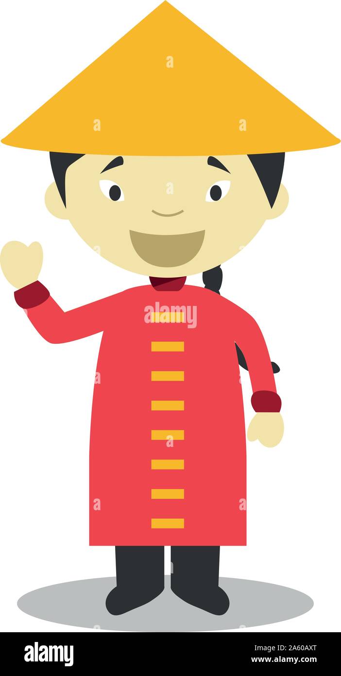 Character from China dressed in the traditional way Vector Illustration. Kids of the World Collection. Stock Vector