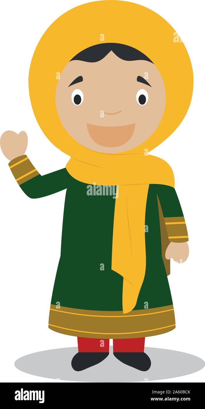 Character from Afghanistan dressed in the traditional way Vector Illustration. Kids of the World Collection. Stock Vector
