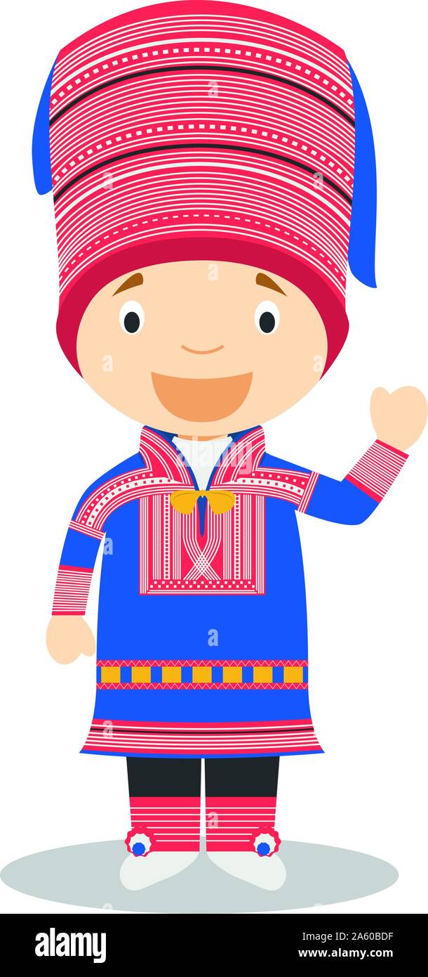 Character from Lapland dressed in the traditional way Vector Illustration. Kids of the World Collection. Stock Vector