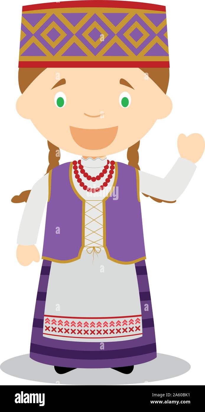 Character from Lithuania dressed in the traditional way Vector Illustration. Kids of the World Collection. Stock Vector