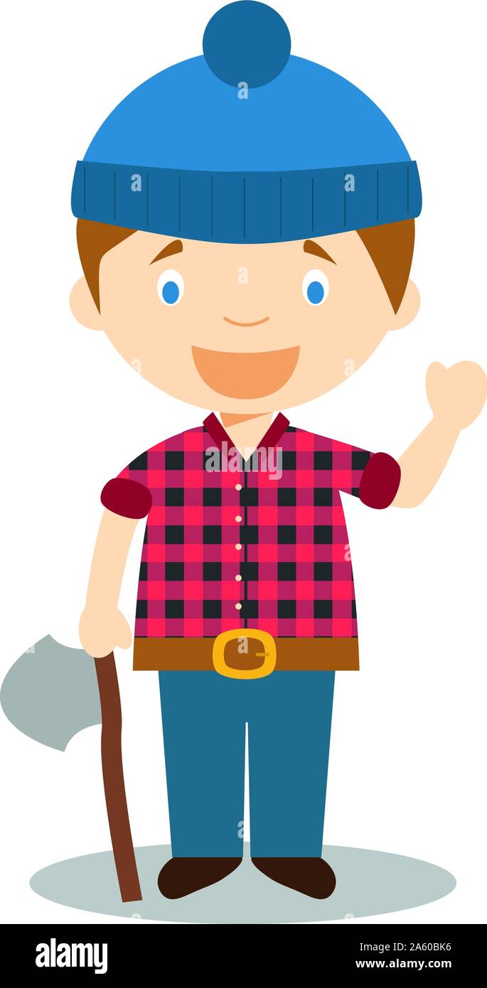Character from Canada dressed as a woodcutter Vector Illustration. Kids of the World Collection. Stock Vector