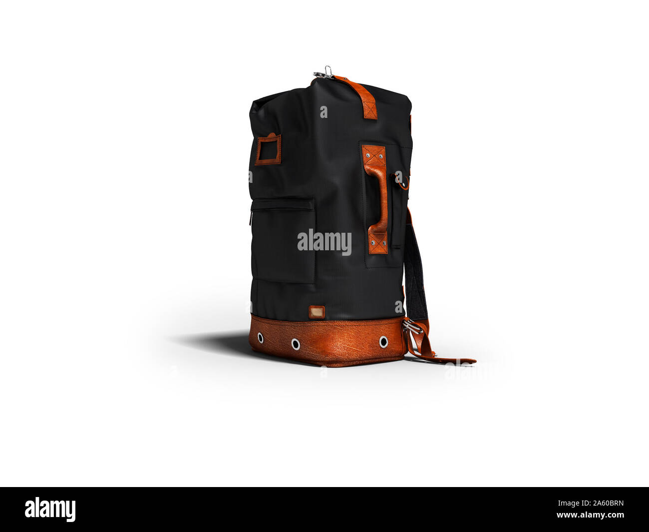 Modern black leather backpack for traveling in the mountains 3d render ...