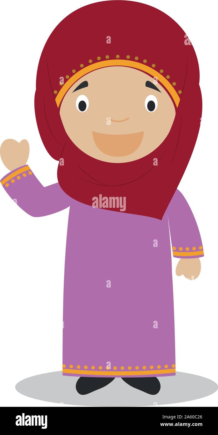 Character from Qatar dressed in the traditional way Vector Illustration. Kids of the World Collection. Stock Vector