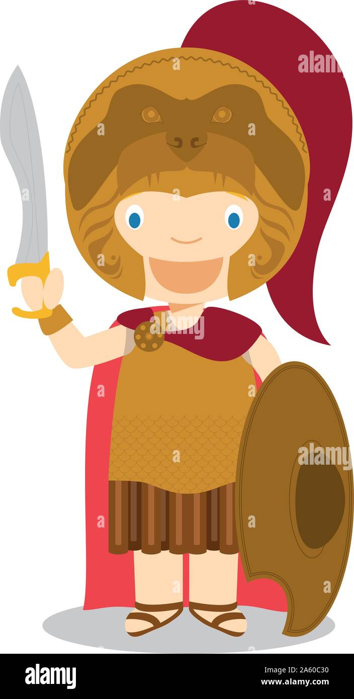 Alexander The Great cartoon character. Vector Illustration. Kids Collection. Stock Vector