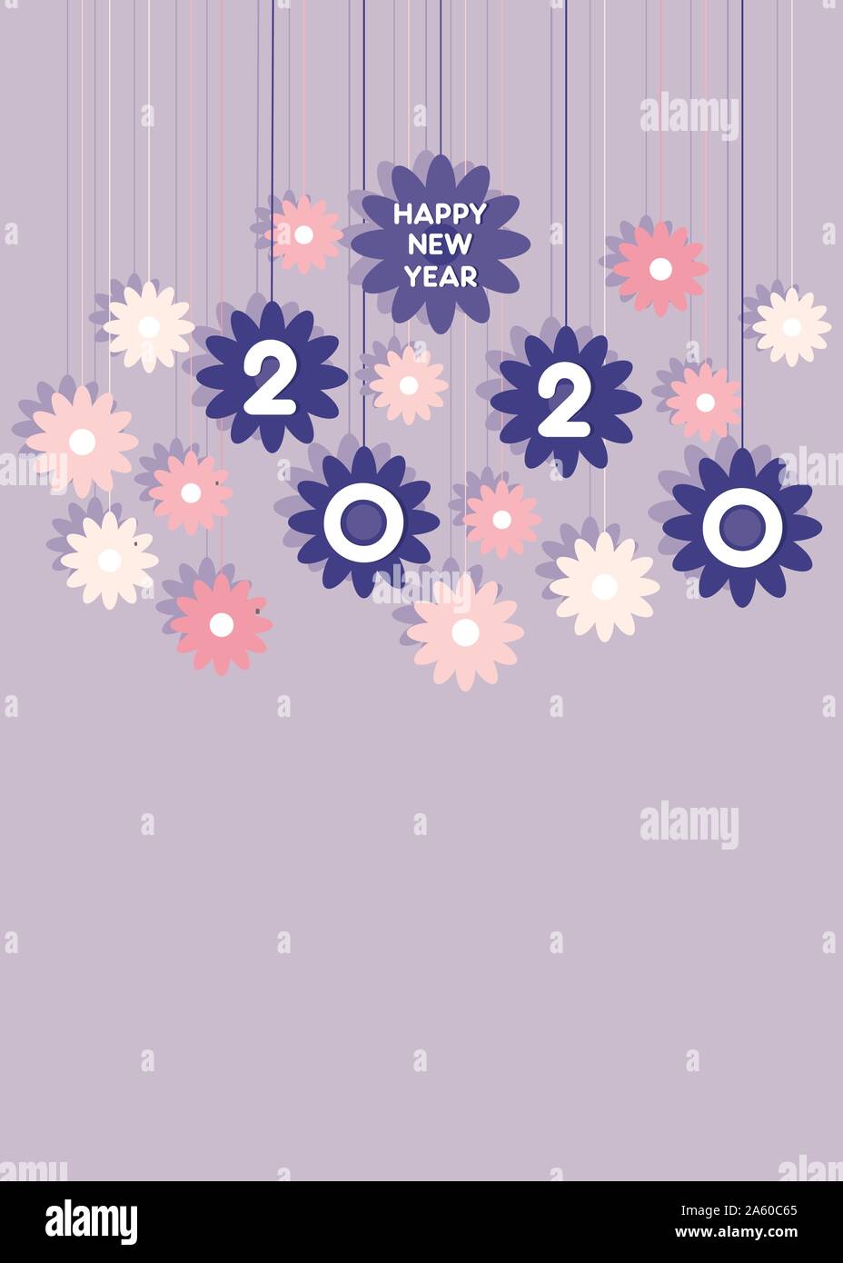 Happy new year 2020 card design, using flower background concept Stock ...