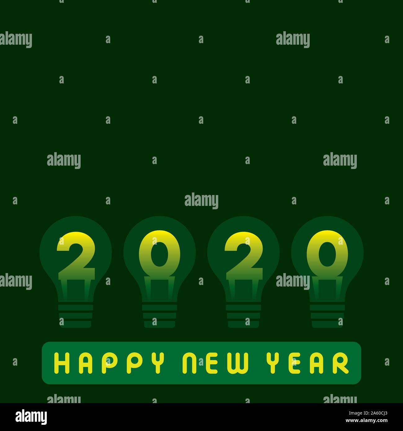Happy new year 2020 card design, using bulb idea concept Stock Vector