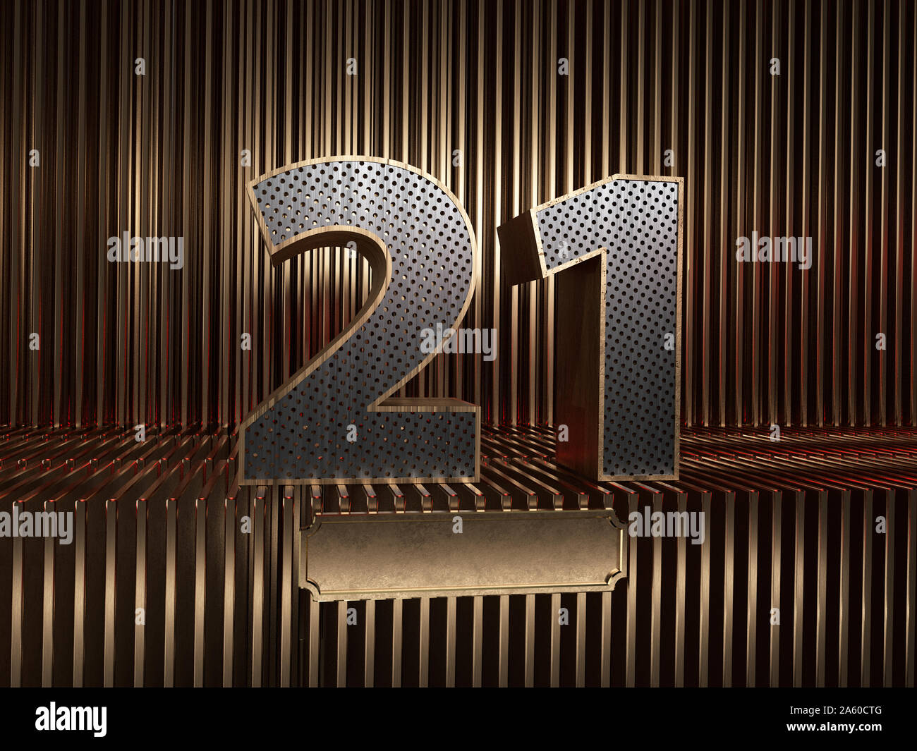 number 21 (number twenty-one), perforated with small holes on the ...