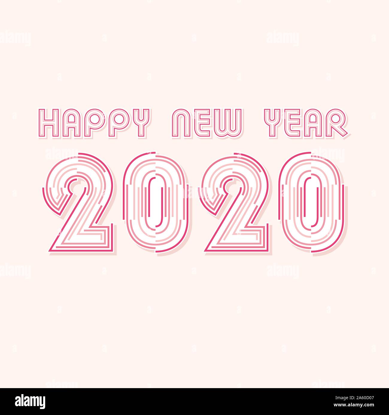 Happy new year 2020 card design, using with pink stripped letters Stock ...